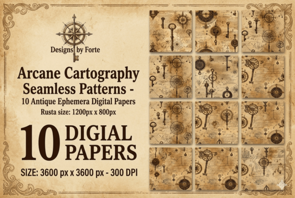 Download 10 Antique Ephemera Digital Papers - Antique Collection