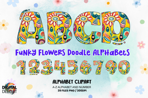 Download Funky Flowers Doodle Alphabets PNG - Funky flowers Collection