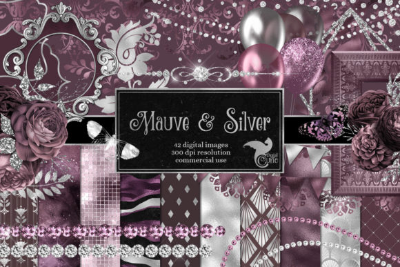 Download Mauve and Silver Digital Scrapbook Kit - Scrapbook kit Collection