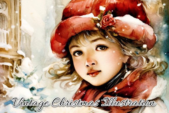 Download Vintage Christmas Card Illustration VII - Premium Resources