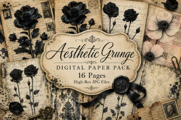 Download Antique Ephemera Collage Backgrounds - Antique Collection