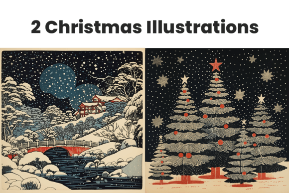 Download 2 Vintage Christmas Card Illustrations - Vintage christmas card Collection