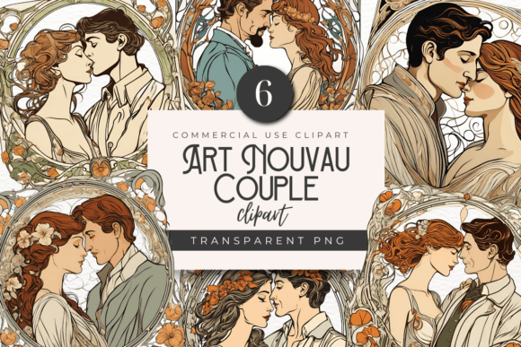 Download Art Nouvau Couple, Boho Clipart PNG - Premium Resources
