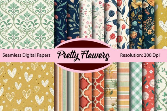 Download PRETTY FLOWERS Seamless Digital Paper - Pretty flowers Collection