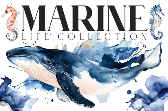 Download Marine Life Watercolor - Marine life Collection