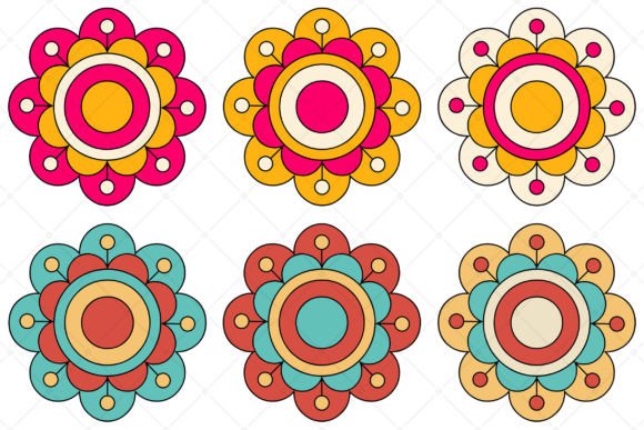 Download Cute Funky Flowers 6 Color Variations - Funky flowers Collection